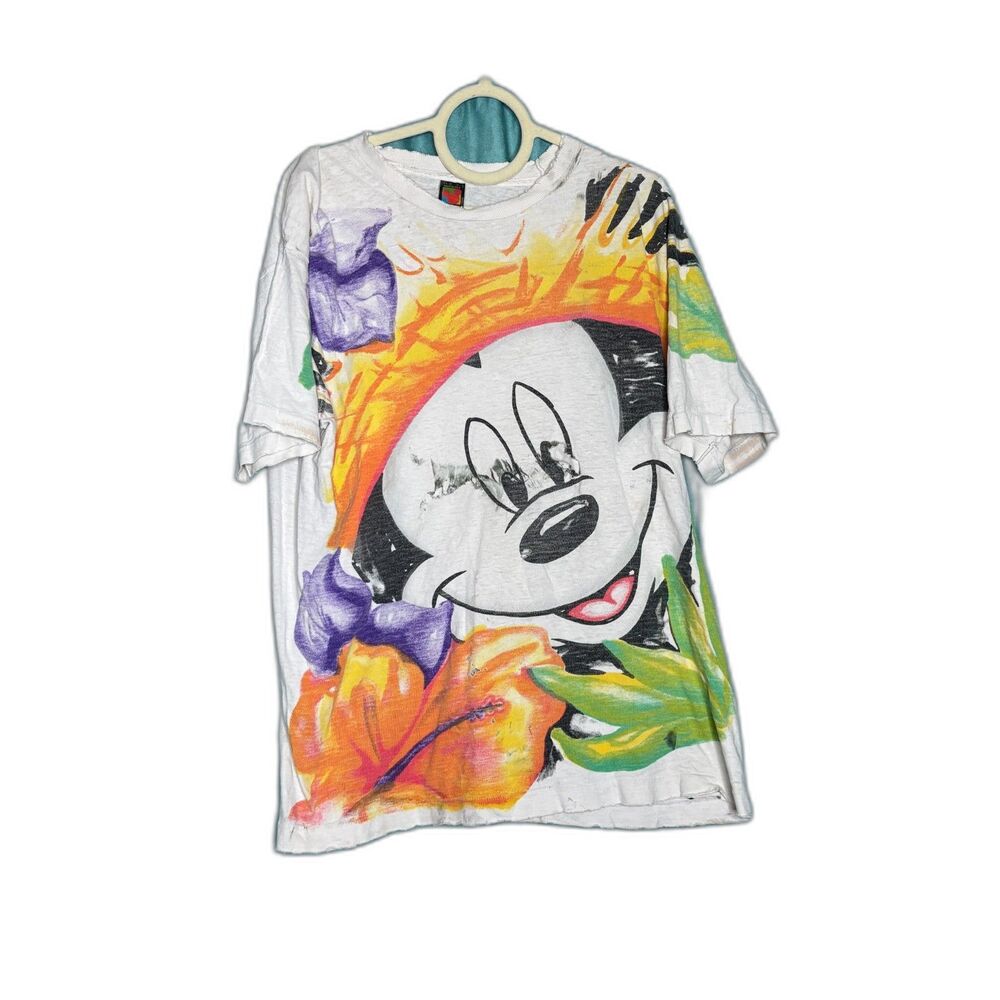 Vintage Disney Mickey Mouse Face Distressed Short Sleeve Graphic T-Shirt OS